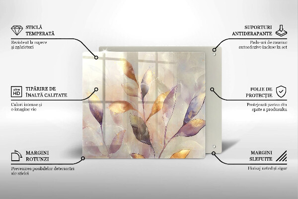 Krájecí prkénko skleněné Malované boho listy