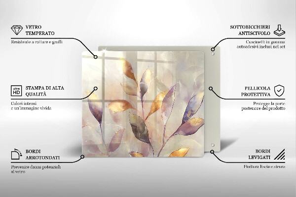 Krájecí prkénko skleněné Malované boho listy