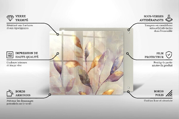 Krájecí prkénko skleněné Malované boho listy