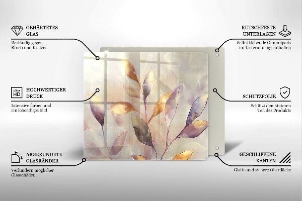 Krájecí prkénko skleněné Malované boho listy