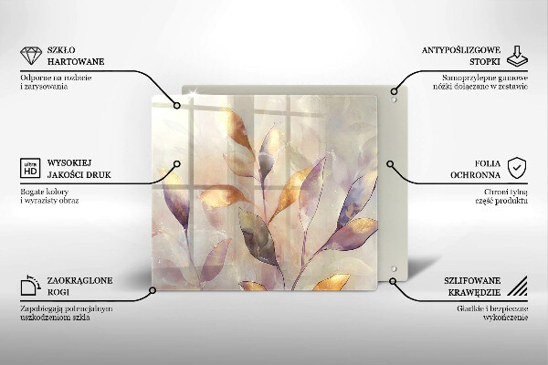 Krájecí prkénko skleněné Malované boho listy