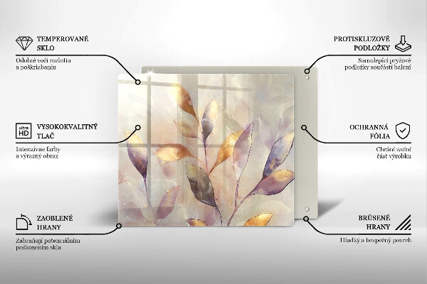 Krájecí prkénko skleněné Malované boho listy