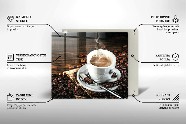 Krájecí prkénko skleněné Šálek a kávová zrna