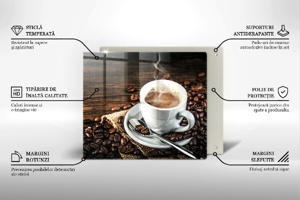 Krájecí prkénko skleněné Šálek a kávová zrna