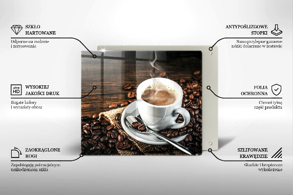 Krájecí prkénko skleněné Šálek a kávová zrna