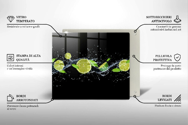 Skleněná krájecí deska Limetková voda