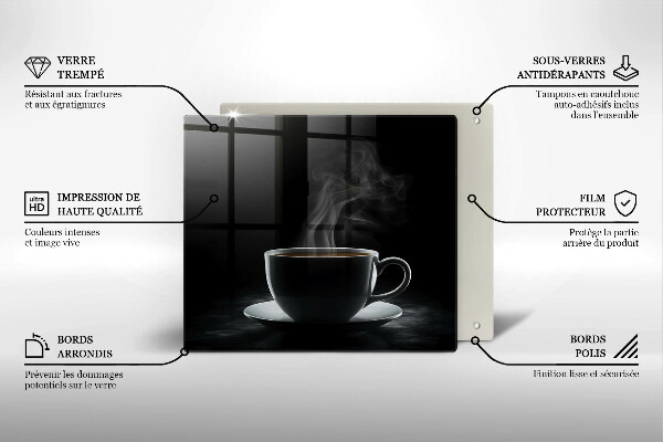Skleněná deska do kuchyně Horký šálek kávy