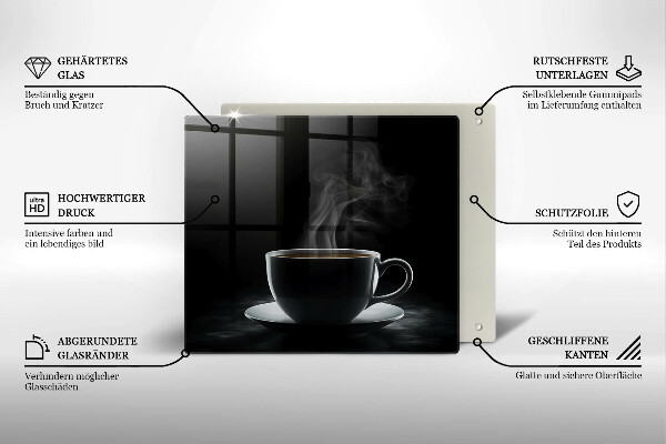 Skleněná deska do kuchyně Horký šálek kávy