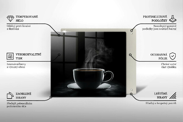 Skleněná deska do kuchyně Horký šálek kávy