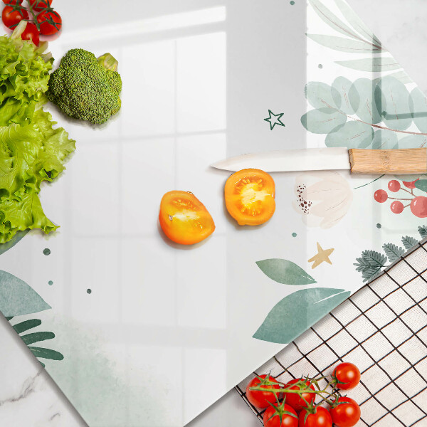 Skleněná krájecí deska Akvarel listy