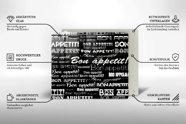 Skleněná krájecí deska Bon appetit