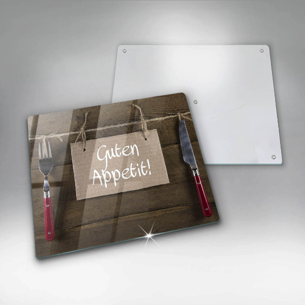 Skleněná krájecí deska Guten apetit nápis na deskách