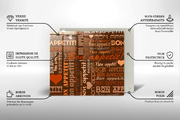 Skleněná krájecí deska Titulky pro dobrou chuť