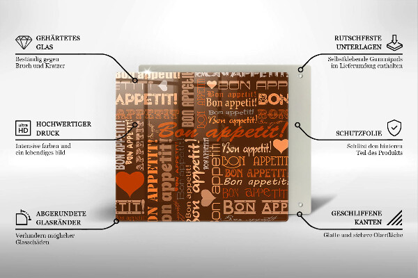 Skleněná krájecí deska Titulky pro dobrou chuť