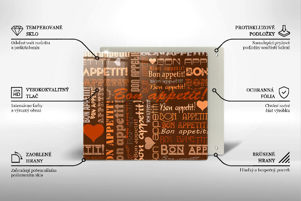 Skleněná krájecí deska Titulky pro dobrou chuť