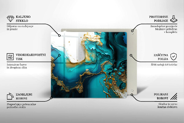 Skleněná deska do kuchyně Tyrkysová abstrakce