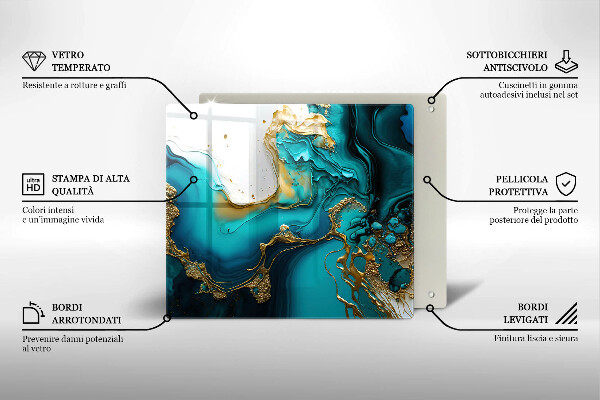 Skleněná deska do kuchyně Tyrkysová abstrakce