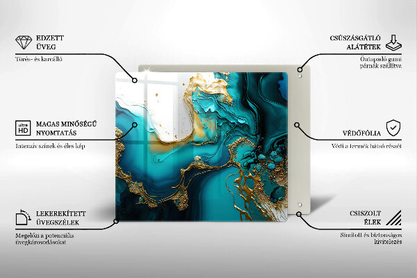 Skleněná deska do kuchyně Tyrkysová abstrakce