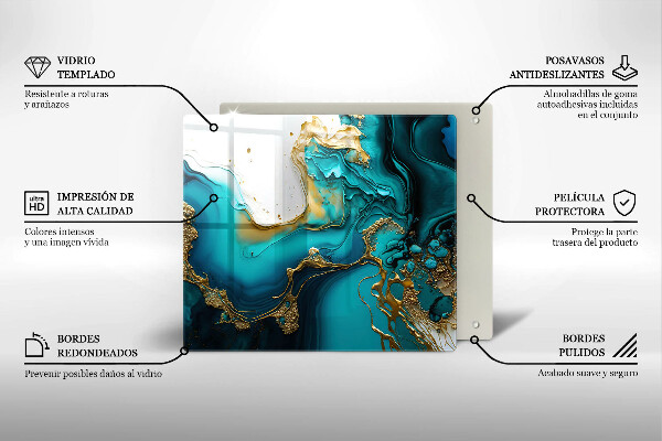 Skleněná deska do kuchyně Tyrkysová abstrakce