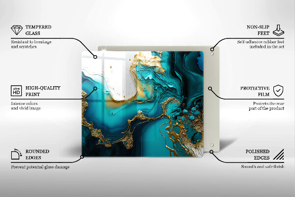 Skleněná deska do kuchyně Tyrkysová abstrakce