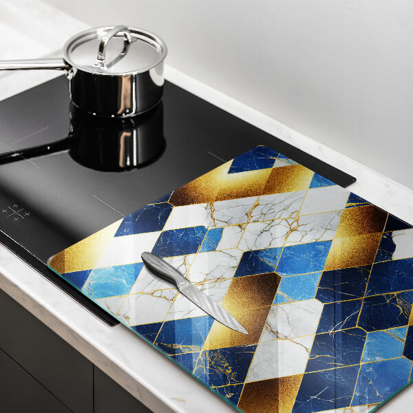 Skleněná deska do kuchyně Zlaté mramorové kosočtverce