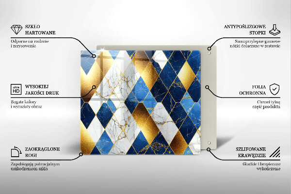 Skleněná deska do kuchyně Zlaté mramorové kosočtverce