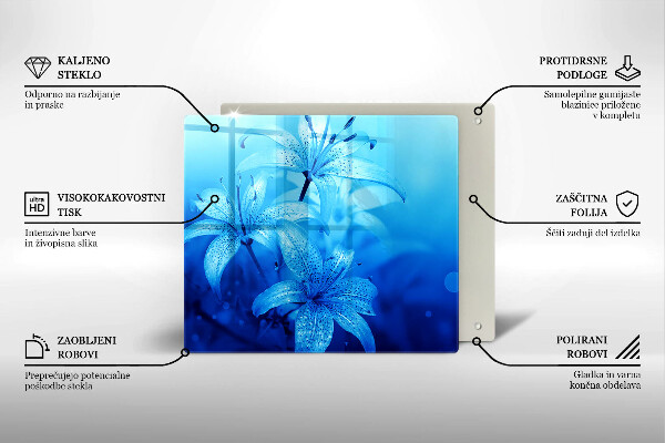 Skleněná deska do kuchyně Modré květy