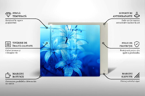 Skleněná deska do kuchyně Modré květy