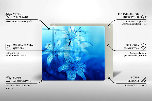 Skleněná deska do kuchyně Modré květy