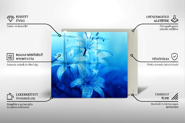 Skleněná deska do kuchyně Modré květy