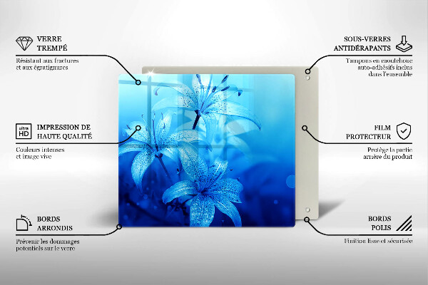 Skleněná deska do kuchyně Modré květy