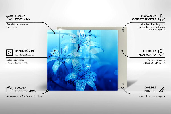 Skleněná deska do kuchyně Modré květy