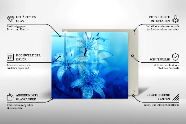 Skleněná deska do kuchyně Modré květy