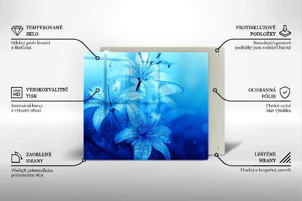 Skleněná deska do kuchyně Modré květy