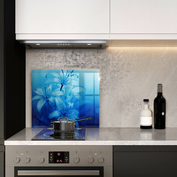 Skleněná deska do kuchyně Modré květy