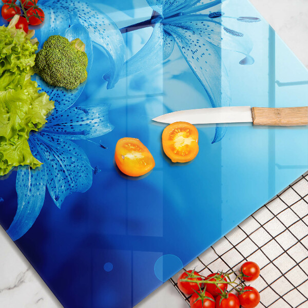 Skleněná deska do kuchyně Modré květy