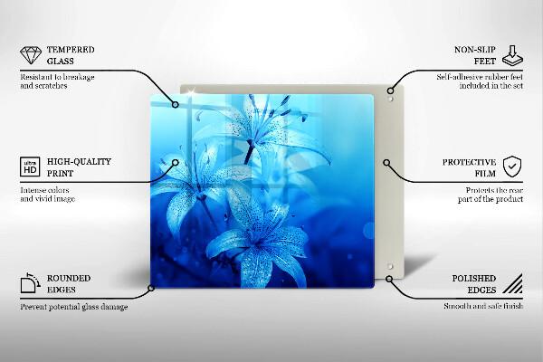 Skleněná deska do kuchyně Modré květy