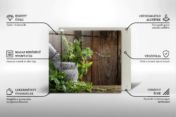 Skleněná deska do kuchyně Zelené bylinky