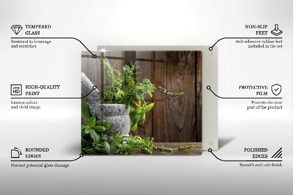 Skleněná deska do kuchyně Zelené bylinky