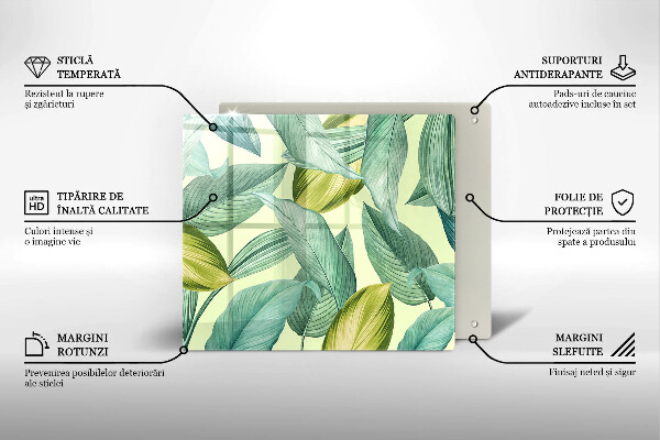 Skleněná deska do kuchyně Zelené tropické listy