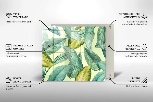 Skleněná deska do kuchyně Zelené tropické listy