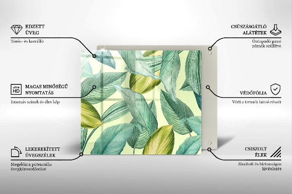 Skleněná deska do kuchyně Zelené tropické listy