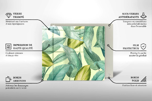 Skleněná deska do kuchyně Zelené tropické listy