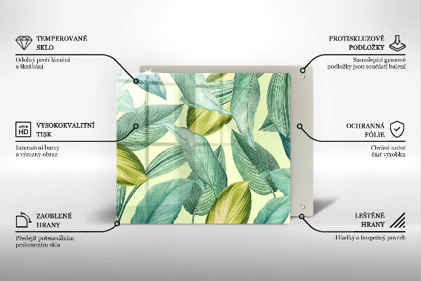 Skleněná deska do kuchyně Zelené tropické listy