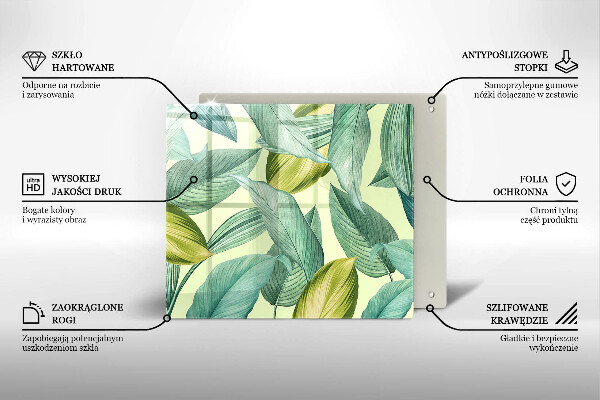 Skleněná deska do kuchyně Zelené tropické listy