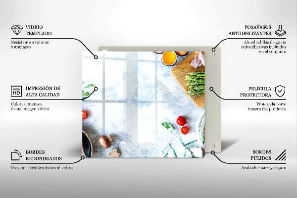 Skleněná deska do kuchyně Ingredience v kuchyni