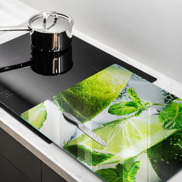 Skleněná deska do kuchyně Voda s vápnem a ledem