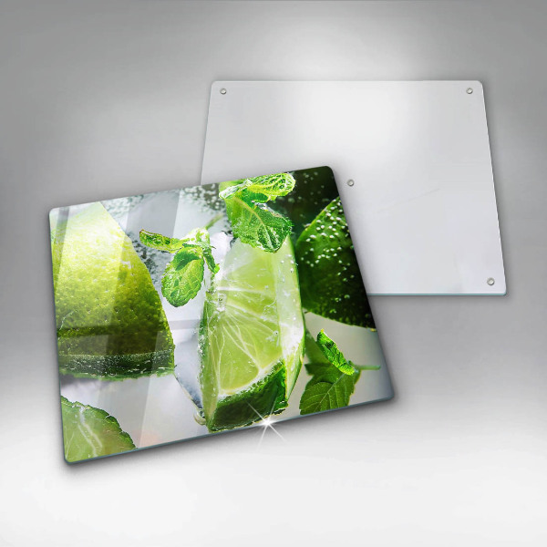 Skleněná deska do kuchyně Voda s vápnem a ledem