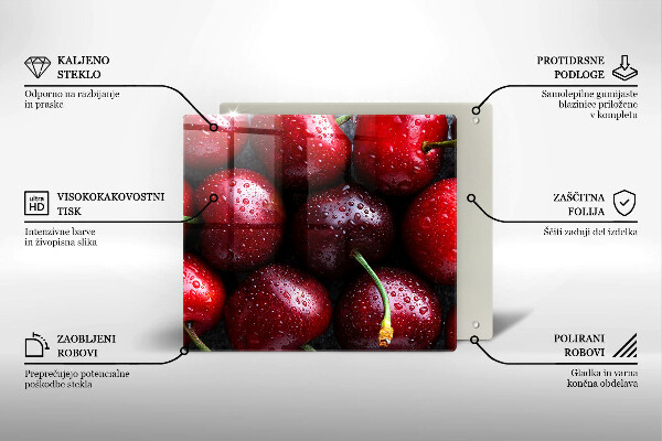 Skleněná deska do kuchyně Detailní záběr třešní