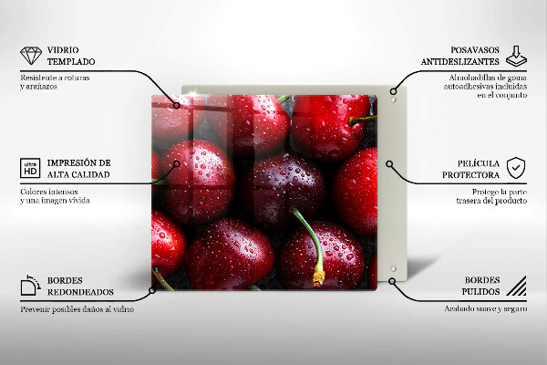 Skleněná deska do kuchyně Detailní záběr třešní